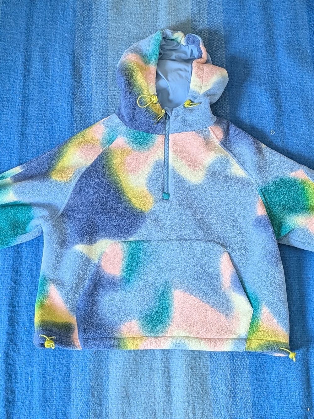 Outdoor Voices Pastel Tie-Dye Fleece Hoodie - Light Blue, Pink, Yellow, Green
